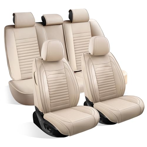 Car Seat Covers Full Set Fit for Chevy/Chevrolet Spark 2012-2022,Waterproof Faux Leather Automotive Seat Protectors Airbag Compatible Anti-Slip Seat Covers(Beige,Full Set) - color: Beige, size: Fit for Spark 2012-2022 Full Set