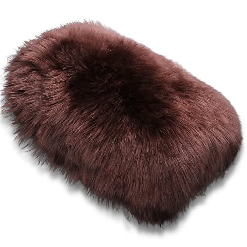 Andalus Brands Pure Australian Sheepskin Fluffy Car Center Console Cover, Luxurious Non-Shedding Furry Arm Rest Cover for Car, Versatile for All Seasons, Mocha - (11.47" X 6.3") - color: Mocha