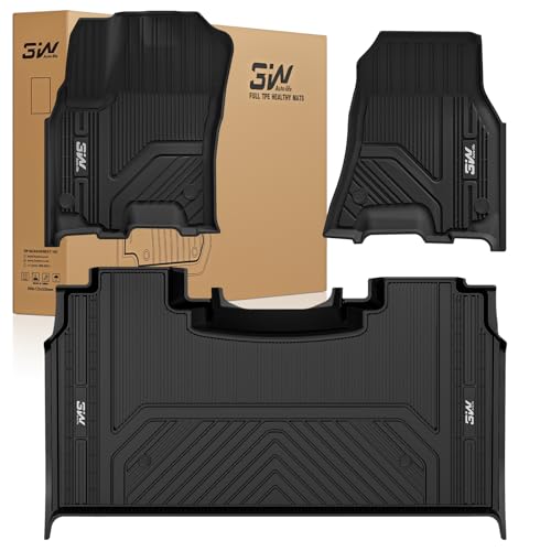 3W Floor Mats Fit for Dodge Ram 1500 Crew Cab 2025-2026(with Rear Under-Seat Factory Storage Bucket Seat), TPE All Weather Custom Fit Floor Liner for Ram 1500 Accessories Car Mats, Black - size: 2025-2026 Ram 1500 w/ Storage Floor Mats