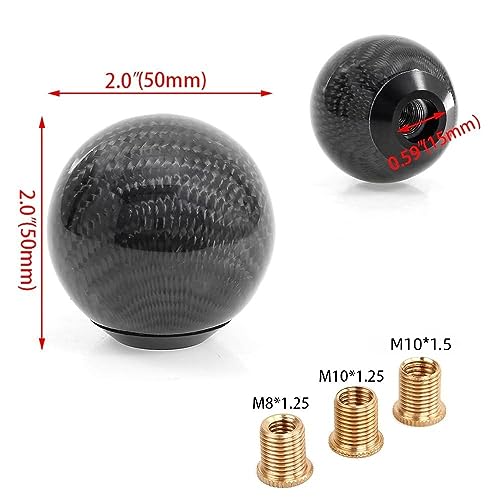 MUGE Racing Fabric Shift Boot with Round Ball Carbon Fiber Shift Knob,Universal Shift Boot Cover with Weighted Shift Knob (Style 1)