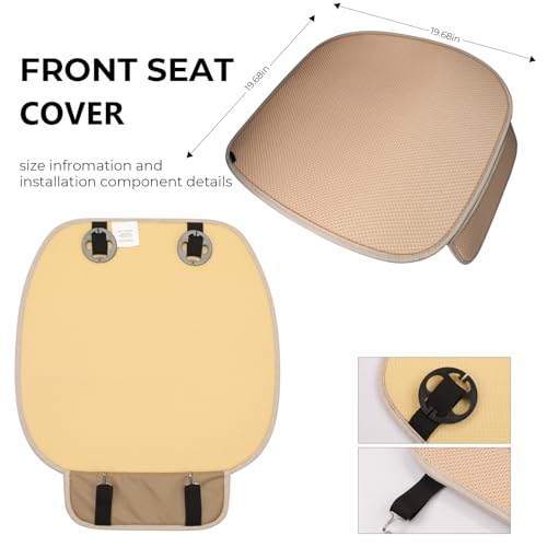 2pcs All-Season Car Seat Covers Khaki - Breathable Car Seat Protectors with Anti Slip Bottom - Durable Auto Seat Cushions Universal Fit for Vehicles Cars SUV Trucks Front Seats