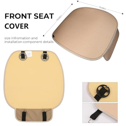 2pcs All-Season Car Seat Covers Khaki - Breathable Car Seat Protectors with Anti Slip Bottom - Durable Auto Seat Cushions Universal Fit for Vehicles Cars SUV Trucks Front Seats