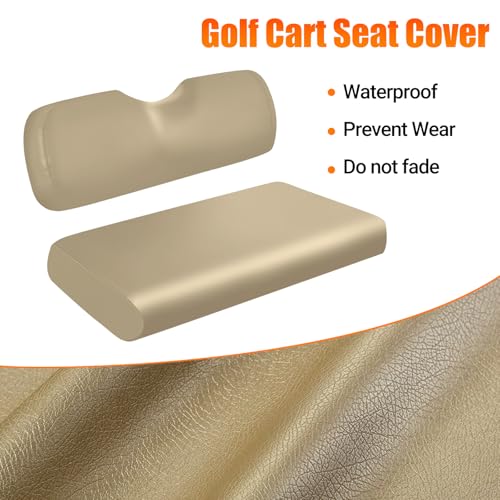 Golf Cart Rear Seat Covers Staple On Replacement for Aftermarket Rear Seat, Beige Leather - color: Beige, size: Aftermarket Rear Seat(Universal Fit)