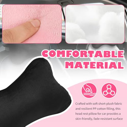 2PCS Soft Car Headrest Pillow,Ergonomic Car Neck Pillow for Driving Relief Neck Fatigue,Universal Cars Pillows Headrest for Cars Interior Accessories with Detachable Cover