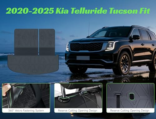 Cargo Trunk Mat with Backrest Mats for Kia Telluride 2020-2025(7/8 Seat),All Weather Protection TPE Heavy Duty Cargo Liner Telluride Accessories,Black - size: Kia Telluride 2020-2025