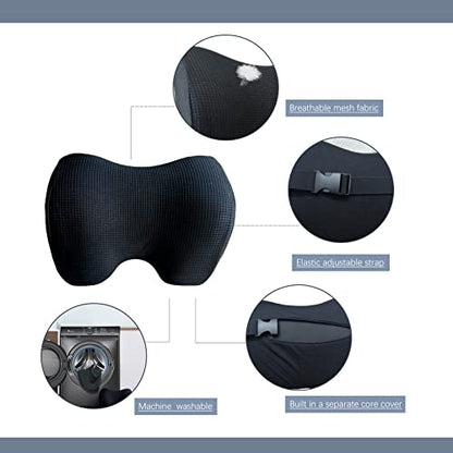 SPRFUFLY Make Relaxing Car Headrest Pillow, Car Pillow for Driving with Adjustable Strap, Breathable Removable Cover & Ergonomic Design - Softness Travel Car Neck Support Pillow(Black, 1PC) - color: Black