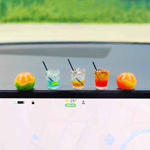Mini Juice Ornament Dashboard Decorations, Cute Car Accessories Interior for Women/Men, Oranges Dashboard Accessories Car Dash Decor