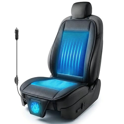 ZONETECH Cooling Car Seat Cushion 12V Black Automotive Adjustable Temperature Comfortable Car Seat Cooling Pad, Cooling Car Seat Cover for Car SUV Truck Universal Fit - color: Black 1 Pack