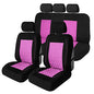 Universal Fit Diamond Stitched Flat Cloth Car Seat Covers Full Set - Pink - color: Pink