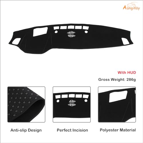 Aunginsy Dashboard Cover Mat Compatible with Kia Telluride 2020-2022 SUV Dashboard Dash Cover Nonslip Black Mat Sun Pad Dash Carpet Sunshade Glare UV Rays Protector Car Interior Accessories-with HUD - color: Black(With HUD)