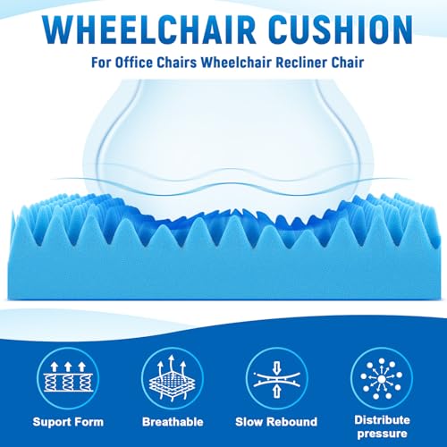 Geiserailie 2 Pcs Egg Foam Pad Eggs Chair Cushion to Relieve Back Foam Seat Cushion Chair Accessories Pad for Office Recliner Wheelchair Home Car (Egg, Blue)