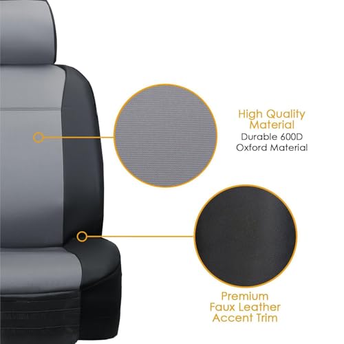 LPI Truck Heavy Duty Car Seat Covers for Front Seats; Fits Sedans and SUVs, Includes Front and Rear Storage Pockets, Built-in Molle Style Organizer; Semi-Custom Fit; Black/Grey, 2pcs - color: Sedan Seat Cover Grey