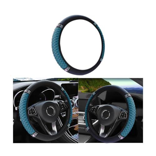 LoyaForba Bling Soft Leather Steering Wheel Cover, 15 In Colorful Rhinestones Auto Elastic Steering Wheel Protector, Sparkly Crystal Diamond for Women Girls, Car Accessories for Most Cars (Dark Green) - color: Dark Green