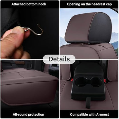 Coverado Chevy Silverado Seat Covers, Faux Leather Seat Covers Fit for Chevy Silverado GMC Sierra 2007-2026 1500, 2015-2026 2500HD 3500HD Crew Double Extended Cab (Front,Brown) - color: Brown, size: Front(2007-2025)