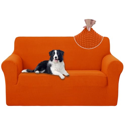 U-NICE HOME Loveseat Cover Stretch Couch Cover Sofa Cover Sofa Slipcover Furniture Protector for 2 Cushion Couch Sofa Pet Friendly(Loveseat, Orange) - color: Orange, size: Loveseat