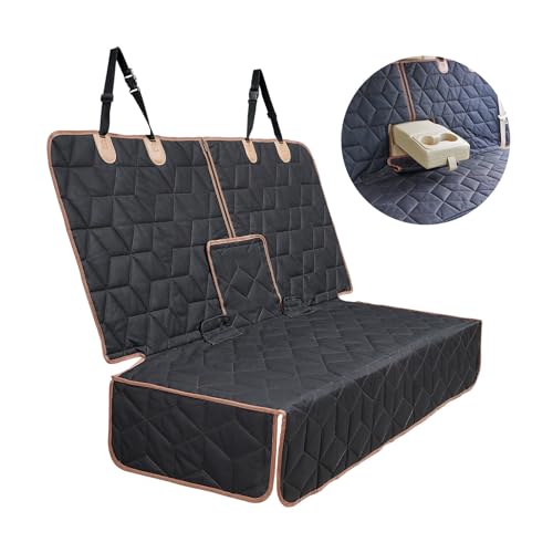 Petiza Dog Car Seat Cover for Back Seat, Heavy-Duty Non-Slip Waterproof Car Bench Protector for Pets,Compatible with Middle Armrests ，Dog Seat Cover Universal for Cars Trucks and SUVs - size: Large-brown