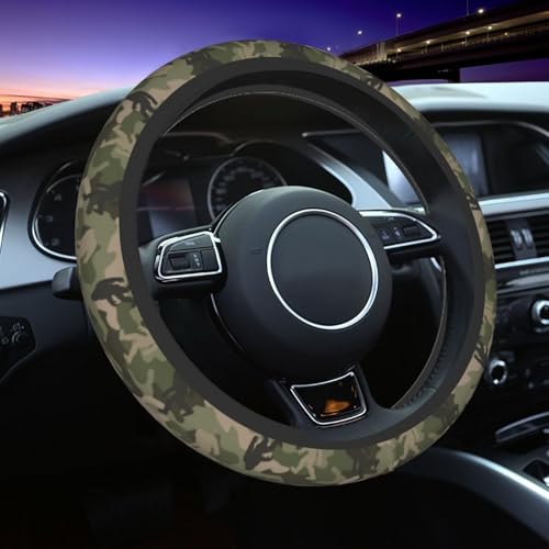 Camo Bigfoot Camo Green Hunting Steering Wheel Cover Car Accessories Cute for Women Girls Girly Universal 15 Inch Neoprene Auto Interior Decor Anti Slip Car Truck Protector - color: Black32