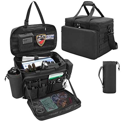 Trunab Patrol Bag Law Enforcement, Police Duty Bag, Car Front Seat Organizer Compatible with 15.6” Laptop, Multiple Compartment, Molle Webbing, Removable Strap, Detachable Kettle Bag