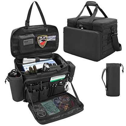 Trunab Patrol Bag Law Enforcement, Police Duty Bag, Car Front Seat Organizer Compatible with 15.6” Laptop, Multiple Compartment, Molle Webbing, Removable Strap, Detachable Kettle Bag