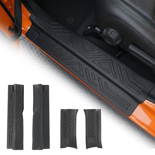 Door Sill Protector Compatible with 2020-2026 Jeep Gladiator JT Full Coverage Door Sill Guards TPE Protection All Weather 4PCS for 2025 Gladiator Accessories