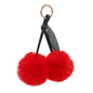 Cute Faux Rabbit Fur Ball Pom Pom Keychain Car Key Ring Handbag Tote Bag Pendant Purse Charm - color: Cherry-red
