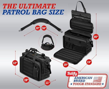 Patrol Bag Used By Law Enforcement Police Gear and Military Grade - Water Resistant Police Officer Duty Bag - Heavy Duty Car Front Seat Organizer with Multiple Storage Space