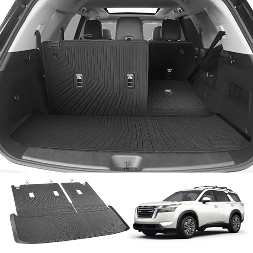 Cartist Cargo Mat & Backrest Mat Fits for Nissan Pathfinder 2022 2023 2024 2025 2026(7/8 Seats) All Weather TPE Trunk mat for Pathfinder Car Accessories for Pathfinder 2022-2026 - size: 10)Nissan Pathfinder (7/8 Seats)【22-26】