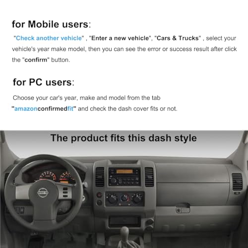 Dash Cover Dashboard Cover Pad Mat Custom Fit for Nissan Frontier 2005-2021/ Xterra 2005-2015/ Pathfinder 2005-2012, 2009-2012 Suzuki Equator(Black) Y66
