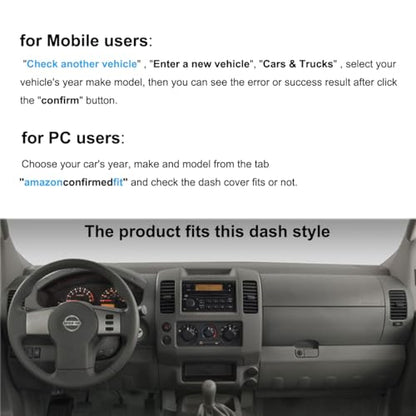 Dash Cover Dashboard Cover Pad Mat Custom Fit for Nissan Frontier 2005-2021/ Xterra 2005-2015/ Pathfinder 2005-2012, 2009-2012 Suzuki Equator(Black) Y66