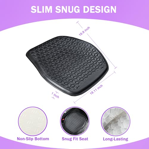 Thin Gel Seat Cushion for Car Seat, Office Chair, Wheelchair, Golf Cart - Non-Slip Car Seat Cushions with 0.7 Inch Gel - Sciatica & Coccyx Pain Relief (Leather, Black) - color: Black