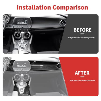 4Pcs Interior Trim Kit Cover Fit for 2016-2026 Chevy Camaro, Dashboard Gearshift Panel Cover,Carbon Fiber