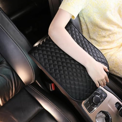 WEIHAO Large Car Arm Rest Cover Pad, 13.8x10.7x2.2 inch Oversize Car Armrest Cushion, Wide Memory Foam Leather Car Center Console Cushion Pad (Black-1PC) - color: Black (Large 13.8x10.7x2.2 inch)