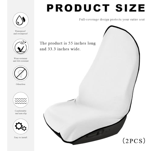DXNQ 2PCS Car Towel Seat Cover, Waterproof Sweating Non-Slip Premium Soft Towel Carseat Protector, Universal Machine Washable Car Truck SUV Front Seat Cover for Gym Workout Beach Hiking (White) - color: White, 2pcs, Front