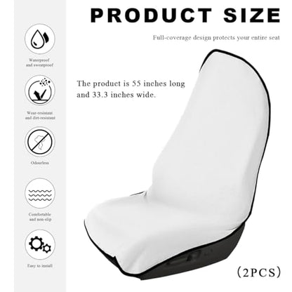 DXNQ 2PCS Car Towel Seat Cover, Waterproof Sweating Non-Slip Premium Soft Towel Carseat Protector, Universal Machine Washable Car Truck SUV Front Seat Cover for Gym Workout Beach Hiking (White) - color: White, 2pcs, Front