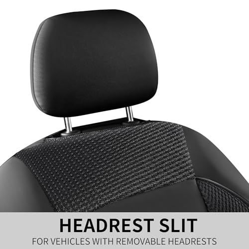 HChengkikz Seat Covers, Car Seat Covers Front Seats, Leather 3D Foam Back Support Car Seat Cover, Air Mesh Automotive Seat Covers, Airbag Compatible, Universal Fit Most Cars, Vans, Trucks, SUVs (2PCS) - color: N6 Black, size: Front Seat