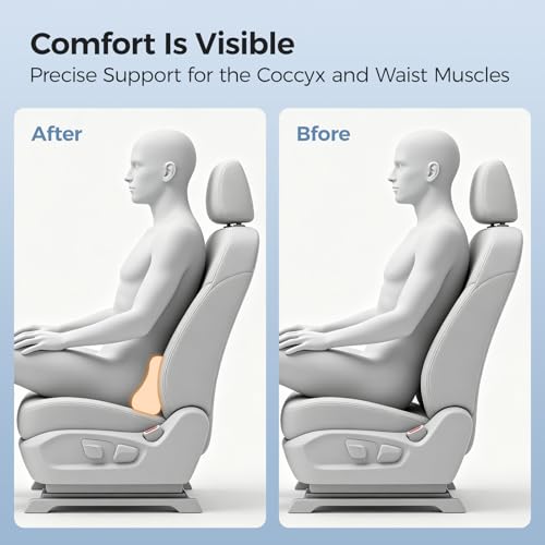 Lumbar Support Pillow - Back Pain Relief Cushion, Fits Tightly Around the Coccyx, Ergonomics Memory Foam, Skin-Friendly Fabric, Fit Car Drive, Office Chair, Rest Seat, Wheelchair (Black) - color: Black