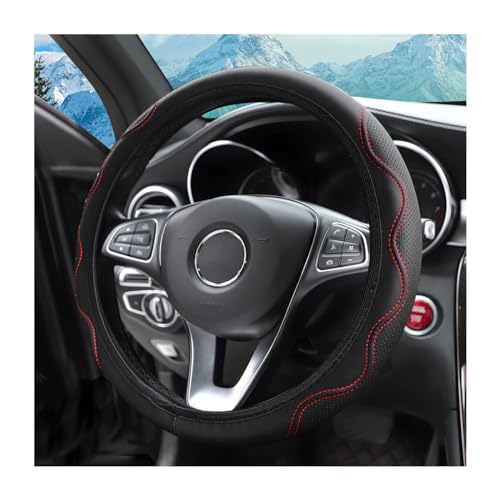zipelo Elastic Stretch Steering Wheel Cover, Microfiber Breathable Ice Silk, Universal 15 Inch Anti-Slip Car Steering Wheel Protector, Warm in Winter and Cool in Summer for Women (Style2-Black/Red) - color: Style2-Black/Red
