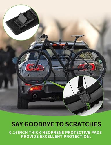 EBike Rack Straps, 4 Pieces, 39 in (1 m) Length, 0.8 mm Width, 440 lbs (200 kg) Load Capacity, Clamp Lock Lashing Straps for All Bike Racks, Roof Racks & Kayaks(Packaging May Vary)