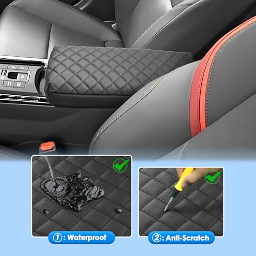 2023 2024 2025 2026 Prius Center Console Cover for Toyota Prius (LE/XLE/Limited/Nightshade Edition), Waterproof&Comfy Leather Cushion Armrest Cover 2026 2025 Prius Accessories (Leather-Padded) - color: Leather-Padded