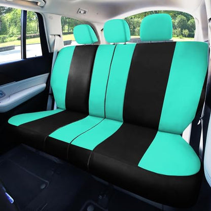 FH Group Full Set Cloth Car Seat Covers , Universal Fit combo, Low Back Front Seat Covers, Airbag Compatible, Split Bench Rear Seat, Washable Seat Cover for SUV,Sedan,Van, Mint - color: Mint
