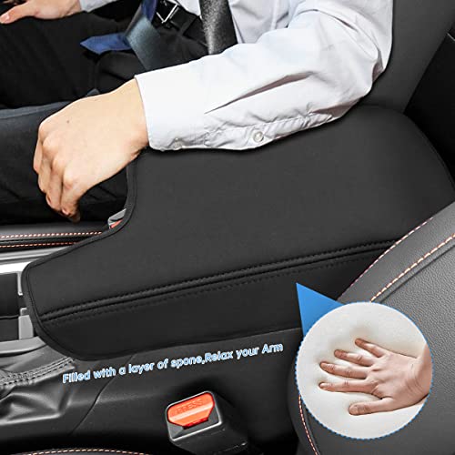 INTGET Car Center Console Armrest Cover for 2021 2022 2023 Subaru Crosstrek 2018 2019 2020/Impreza Accessories 2017-2023 Leather Arm Rest Box Lid Middle Console Cover Seat Protector(Neoprene) - color: Black with neoprene