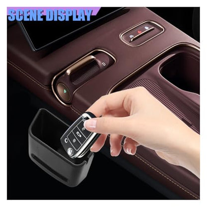 Car Front Seat Organizer, Multifunctional Self-Adhesive Car Dashboard Cell Phone Holder, Universal Vehicle Interior Storage Box Accessories for Keys, Cards, Coins, Sunglasses (2PCS)