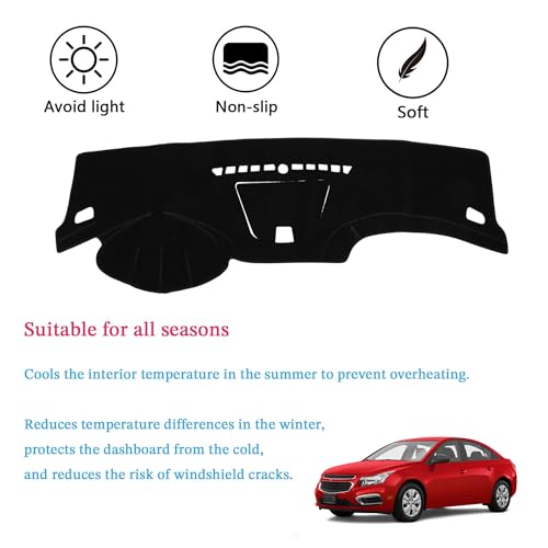 Dashboard Cover Suitable for Chevrolet Cruze with Front Dash Storage 2011 2012 2013 2014 2015 Car Dashboard Cover Sun Visor Mat Non-Slip Polyester Dashboard Accessories - size: 2011-2015 for Chevy Cruze with front dash storage
