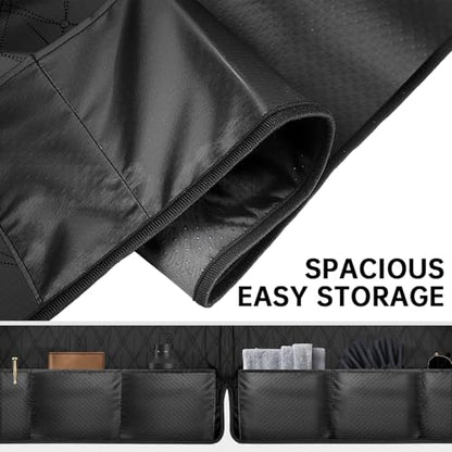 Golf Cart Seat Covers, Universal Golf Cart Seat Towel Blanket with 6 Front Pockets & Nonskid Bottom Fits for EZGO, Yamaha, Club Car and More 2 Person Seats Golf Carts, Black, 51.2 x 31.5 Inches
