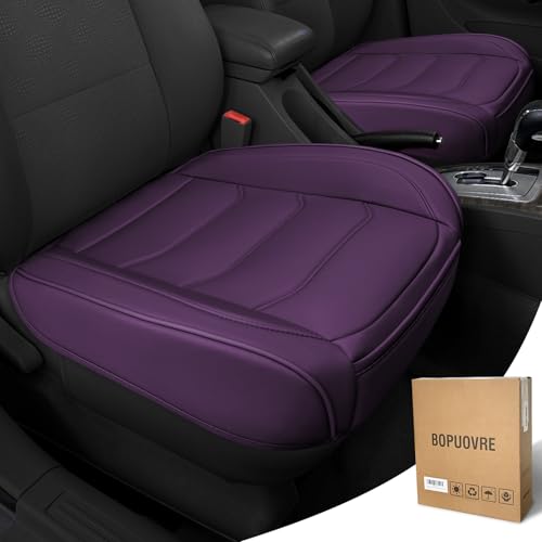 BOPUOVRE Car Seat Cover for Luxury & Comfort - PU Leather, Anti-Slip, Full Wrap Protection with Storage Pocket for Bottom Cushion - Universal Fit for 95% of Vehicles (Purple,1 Piece) - color: Purple, size: 2 piece