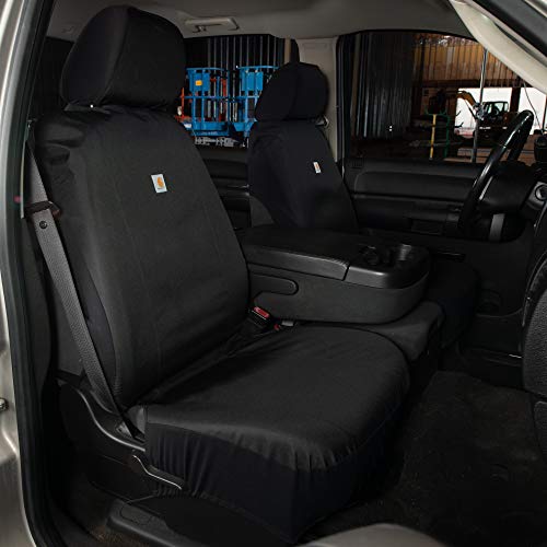Carhartt Universal Nylon Duck Canvas Fitted Bucket Seat Cover, Durable Seat Protection with Rain Defender, Single, Black - color: Black, size: One Size