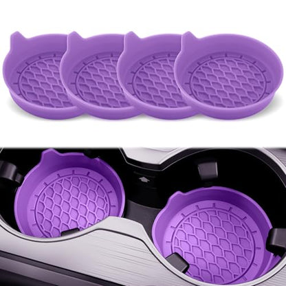 SINGARO Car Cup Holder Coaster, Silicone Cup Holder Insert, Universal Non-Slip Cup Holders, Car Accessories Interior for Women and Man 4 Pack Light Purple - color: Light Purple