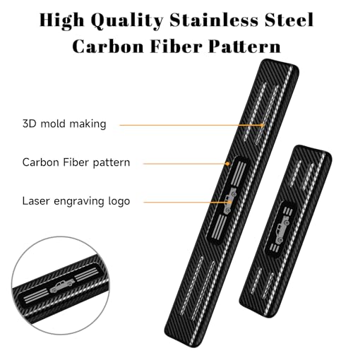 4PCS Car Door Edge Guards Door Sill Protector for Ford 2022-2025 2026 Maverick Accessories Stainless Steel Material Car Door Threshold Protection (Carbon Fiber Texture)