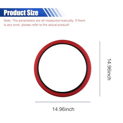 Elastic Stretch Steering Wheel Cover, 15" Breathable Microfiber Ice Silk Steering Wheel Protector, Universal Anti-Slip Car Warm in Winter&Cool in Summer Accessories for Men Women (Red) - color: Red