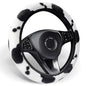 ALEMODR Cow Print Plush Steering Wheel Cover Fluffy Winter Warm Universal 15 inch for Women Girls